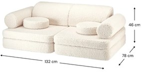 Canapea pentru copii crem cu tapițerie din țesătură bouclé 132 cm Settee – Wigiwama