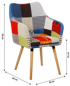 Fotoliu cu design Patchwork colorat / Fag, LANDOR