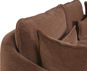 Canapea cu 3 locuri din in, maro, perne din pene, husă detașabilă și brațe moi, 85 x 213 x 111 cm, „Fréjus”