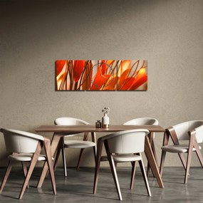 Tablou - Frunze înflorite (cu ceas) (90x30 cm)
