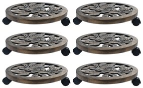 vidaXL Suporturi de plante cu role, 6 buc., bronz, 38 cm, plastic