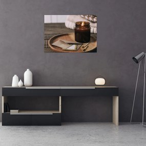 Tablou pe sticlă - Lumânare aprinsă (70x50 cm)