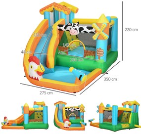 Castel gonflabil pentru copii Outsunny cu tobogan 5 in 1 , trambulina, piscina | Aosom Romania