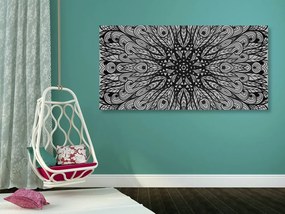 Tablou ornament etnic unic în design alb-negru