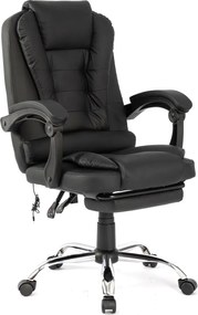 Scaun directorial, Masaj în perna lombară, Suport picioare, Rabatabil, piele PU, Negru