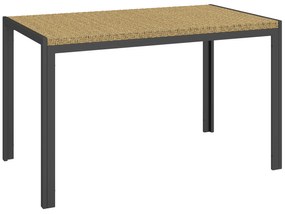 Outsunny Masă de grădină rectangulară 4 persoane din oțel și blat din rășină imitând răchita PE, dim. 120L x 70l x 72Î cm | Aosom Romania