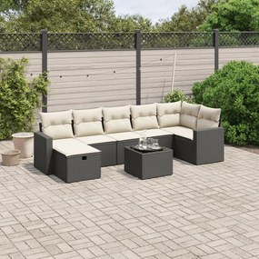 3263512 vidaXL Set mobilier de grădină cu perne, 8 piese, negru, poliratan