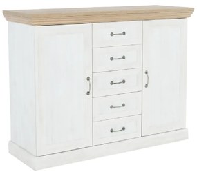 Comoda, 2 usi cu 5 sertare, pin nordic stejar salbatic, ROYAL K2D