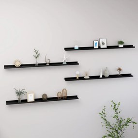 vidaXL Rafturi de perete, 4 buc., negru, 115x9x3 cm
