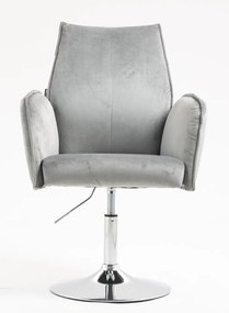 HR280N Scaun Gray din Catifea cu Bază Cromata