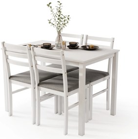 MAZZONI EXPORT Set TORINO masă + 4 scaune Alb/Gri deschis (material Sawana 21) - SET DE LEMN PENTRU BUCĂTĂRIE/SUFRAGERIE