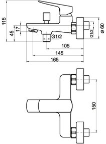 Baterie de cadă Novaservis NOBLESS EGO negru mat