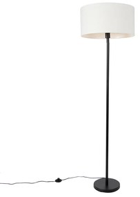 Lampa de podea neagra cu abajur alb 50 cm - Simplo