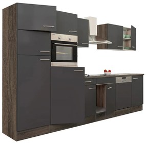 Mobilă de bucătărie Yorki 340, corp din stejar Yorki, cu față antracit satinat