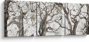 Tablou - Model de pădure, desen (cu ceas) (90x30 cm)