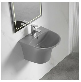 Lavoar suspendat Inter Ceramic oval gri mat 48.5 cm