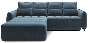 Colțar albastru extensibil/cu spațiu de depozitare cu tapițerie din catifea (cu colț pe partea stângă/cu șezlong) Campo – ELTAP