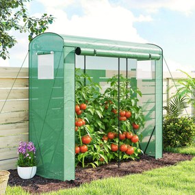 Outsunny Seră de balcon cu ușă rulabilă și 2 ferestre din plasă, seră pentru legume cu structură din oțel și husă PE, 200x75x188 cm, verde | Aosom Romania