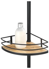 Raft de colț telescopic de colț pentru baie negru mat din bambus Dolcedo – Wenko