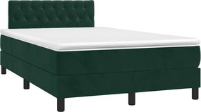 vidaXL Pat box spring cu saltea, verde închis, 120x190 cm, catifea