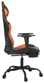 Scaun gaming masaj suport picioare, negru portocaliu, piele eco