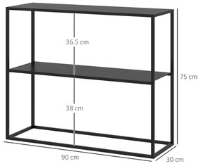HOMCOM Masa Consola, Masa Nordica pentru Hol cu Cadru din Otel si Raft Deschis, Masa de Canapea Ingusta pentru Camera de Zi, Intrare, Negru | Aosom RO