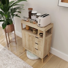 HOMCOM Bufet salon mobilier de depozitare cu dulap cu uși, raft reglabil și raft deschis, 60x30x81cm, lemn natural | Aosom Romania