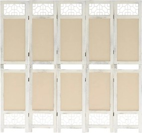 vidaXL Paravan de cameră cu 5 panouri, crem, 175x165 cm, textil