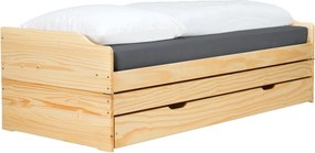 Pat extensibil FLOPY 90x200, stejar, lemn, cu somiera