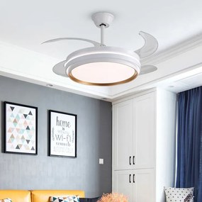 Lustra cu ventilator, ESC-417YY WH, design modern, Alb