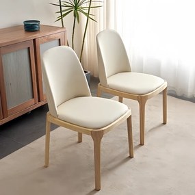 Scaun de sufragerie, natural/bej, piele ecologică, ZENTRA