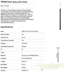 Stalp LED de iluminat exterior modern cu protectie IP65 TRAM 75532