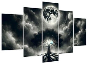 Tablou – Arbore alb-negru în lună plină (150x105 cm)