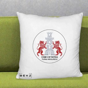 Perna Personalizata CSM Cetatea Turnu Magurele Fotbal, 40x40 cm, Alb Pufos, Husa Detasabila, Perna Inclusa, BEKZ®