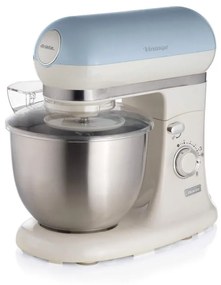 Mixer planetar Ariete VINTAGE 1588/05, 2400W, 5.5 L, 7 viteze, Pulse, Design retro, Picioare antiderapante, Alb/Albastru