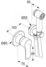 Set de dus pentru igiena intima, Kludi Zenta SL, baterie incastrata, para, agatatoare, furtun, crom, 489980565