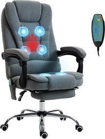 Vinsetto Scaun de birou cu masaj și încălzire, scaun de birou, înălțime reglabilă, spătar înclinat, 65x70x111-119 cm, gri | Aosom Romania