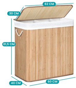 Coș de rufe din bambus 60x40x61.5cm