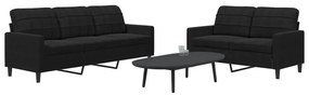 vidaXL Set de canapele cu perne, 2 piese, negru, catifea