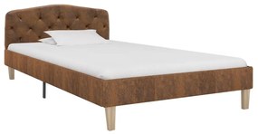 284936 vidaXL Cadru de pat, maro, 90x200 cm, piele întoarsă ecologică