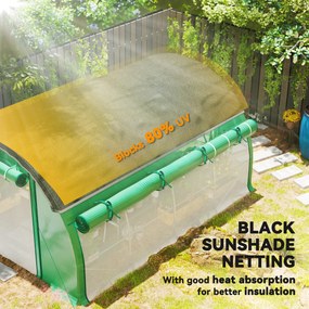 Outsunny Seră de Grădină Tip Tunel 4x3x2 m cu Plasă de Umbrire, Seră pentru Grădină cu 8 Ferestre, 2 Uși și Pereți Laterali Rulanți, Cadru din Oțel și Acoperire din PE, pentru Legume și Flori, Verde | Aosom Romania