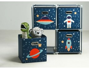 Raft pentru copii cu cutii textile Space, 68 x 70x 35 cm