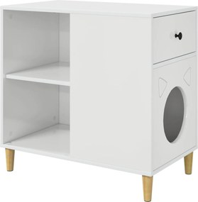 vidaXL Casa pentru pisici Alb Lucios 72 x 42.5 x 70 cm Lemn compozit
