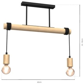 Lustră aplicată VIGA 2xE27/60W/230V lemn