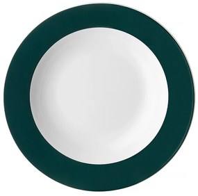 Farfurie portelan, adanca, verde/alb, 23 cm, aura g