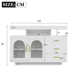 Comodă cu LED, Dulap pentru Cafea și Comodă cu Sertare, Luminos cu 16 Culori, pentru Living și Sala de Mese, 120x40x80 cm, Alb