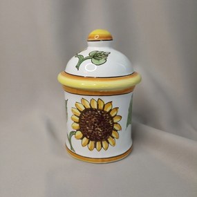 Recipient depozitare ceramică rotund model floarea soarelui