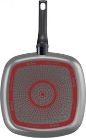 Tigaie grill Tefal B5674053, 26 cm, Acoperire titan, Fund DIFUSSION, Thermo-Signal, Thermo-Spot, Negru
