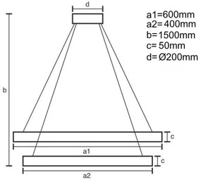 Lustră LED dimabilă pe cablu LED/140W/230V 3000-6500K + telecomandă