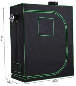 Outsunny Cort Hidroponic pentru Cultivare din Oxford 600D cu 3 Prize de Aer Reglabile și Fereastră, 120x60x150 cm, Negru | Aosom Romania